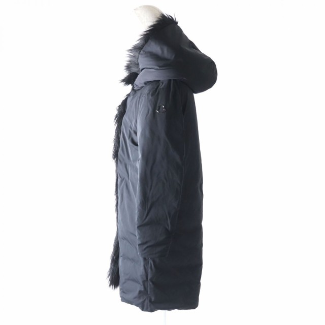 極美品★国内正規品 MONCLER モンクレール  CRUCIANELLE 21-22AW フード付 エコファートリミング ロングダウンコート レディース 黒 2 h03-st30303-759