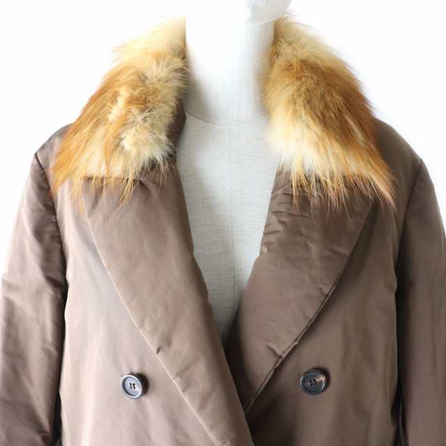 84cm肩幅美品☆BRUNELLO CUCINELLI ブルネロクチネリ 襟FOXファー付き ...