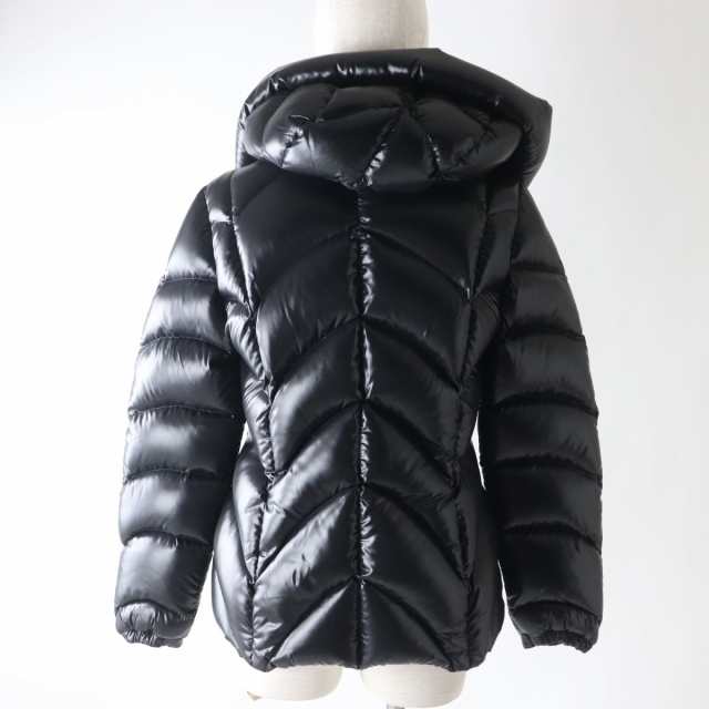 極美品★MONCLER モンクレール AKEBIA アケビア ロゴワッペン・フード付 ZIP UP ダウンジャケット ブラック 黒 2 ハンガー・ガーメント付