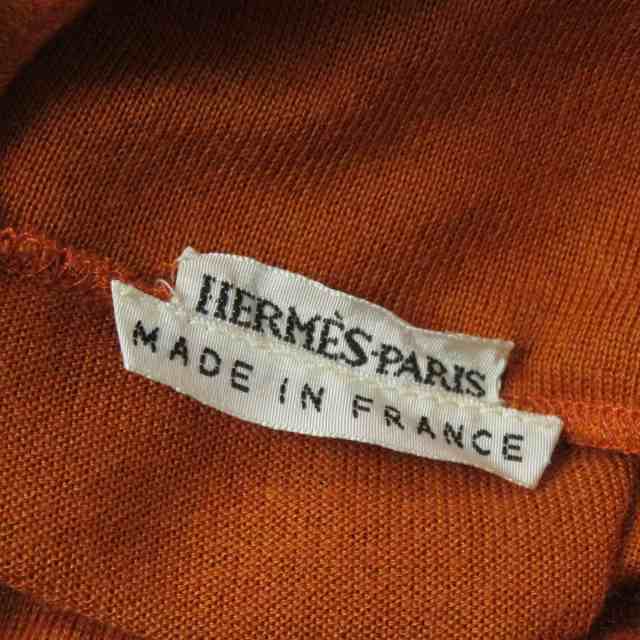 HERMES エルメス シルク 長袖 ニット トップス ハイネック ブラウン