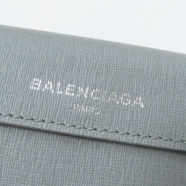 極美品 バレンシアガ レザー 三つ折り 財布 ミニ ウォレット グレー