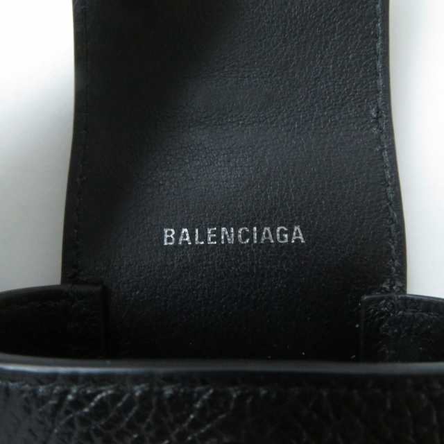 極美品★BALENCIAGA バレンシアガ 655679 ロゴ入り レザー AIRPODS／イヤホンケース ブラック 黒 箱・保管袋付  2022年6月購入｜au PAY マーケット