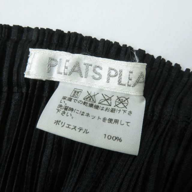 極美品★正規品 PLEATS PLEASE プリーツプリーズ イッセイミヤケ フリンジ付き ひざ丈 スカート ブラック×グレー 2 レディース 日本製