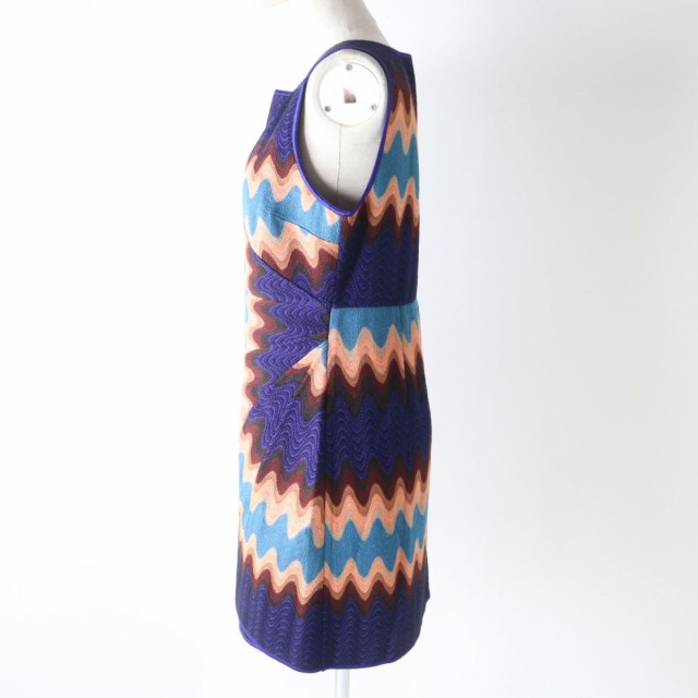 極美品☆正規品 MISSONI ミッソーニ 159220 総柄 ひざ丈 ノースリーブ