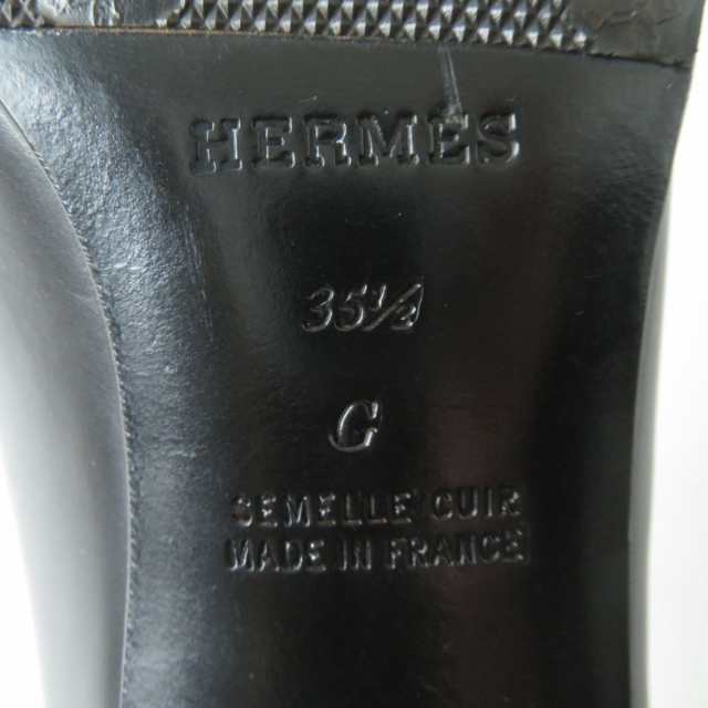 エルメス  パンプス 黒  HERMES 35 1/2約65cmヒール高