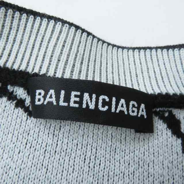 未使用品★正規品 20AW BALENCIAGA バレンシアガ 625984 スクリブル ジャガードロゴ オーバーサイズ 長袖ニット/セーター 黒×白  M 伊製｜au PAY マーケット