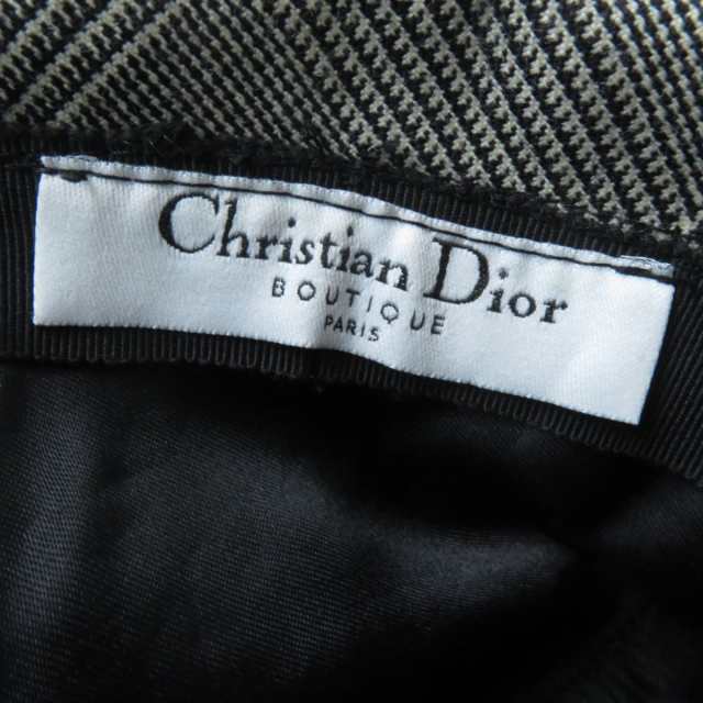 良品☆Christian Dior クリスチャンディオール レザーベルト付き グレンチェック レディース キャップ ブラック×アイボリー 57  フランス｜au PAY マーケット