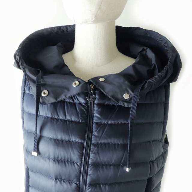 未使用品☆国内正規品 MONCLER モンクレール LUCILA GILET ZIP UP フード付き フリルデザイン ダウンベスト ネイビー  レディース 0 タグ｜au PAY マーケット