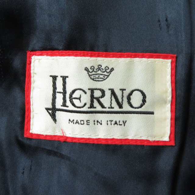 HERNO ヘルノ　イタリア製　カシミヤ　ウール　コート　総柄　ネイビー