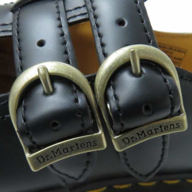 極美品☆Dr.Martens ドクターマーチン 12916 メリージェーン ダブルストラップ イエローステッチ レザーシューズ ブラック レディース UK5