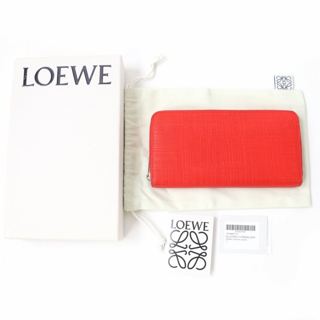 ロエベ  LOEWE リネン長財布　赤　レッド