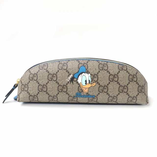 未使用品☆GUCCI×DISNEY グッチ×ディズニー 662129 ドナルドダック GGスプリームキャンバス ペンケース 茶×青 伊製  箱・保存袋｜au PAY マーケット