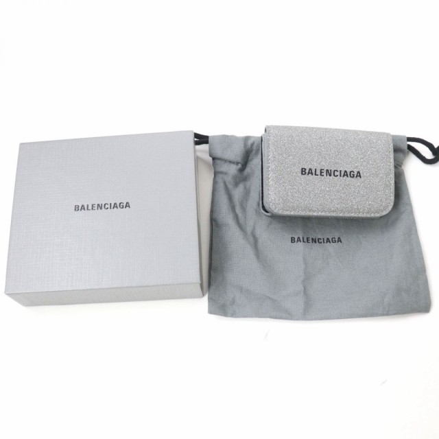 未使用品☆BALENCIAGA バレンシアガ 593813 エブリデイ CASH 三つ折り財布/コンパクトウォレット グリッター SV  箱・保管袋付｜au PAY マーケット