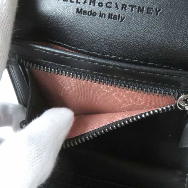 未使用品☆Stella McCartney ステラマッカートニー 431000W9132 FALABELLA 3つ折り コンパクトウォレット/財布 黒×シルバー 伊製 箱付