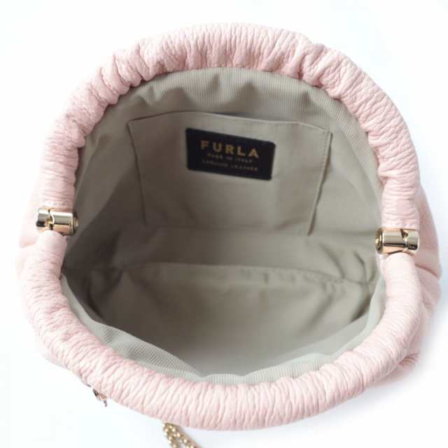 極美品☆FURLA フルラ EVENING ロゴ金具付き レザー 2WAY チェーン