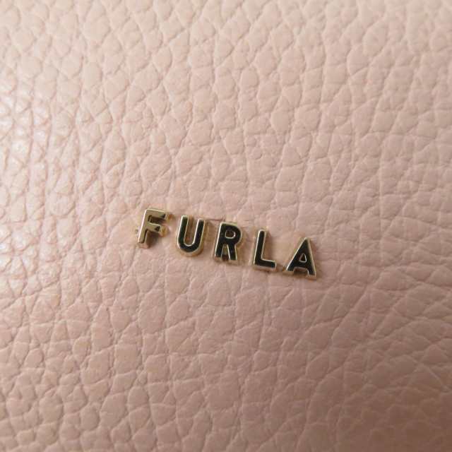 極美品☆FURLA フルラ EVENING ロゴ金具付き レザー 2WAY チェーンショルダーバッグ/クラッチバッグ ピンク イタリア製 保存袋付き