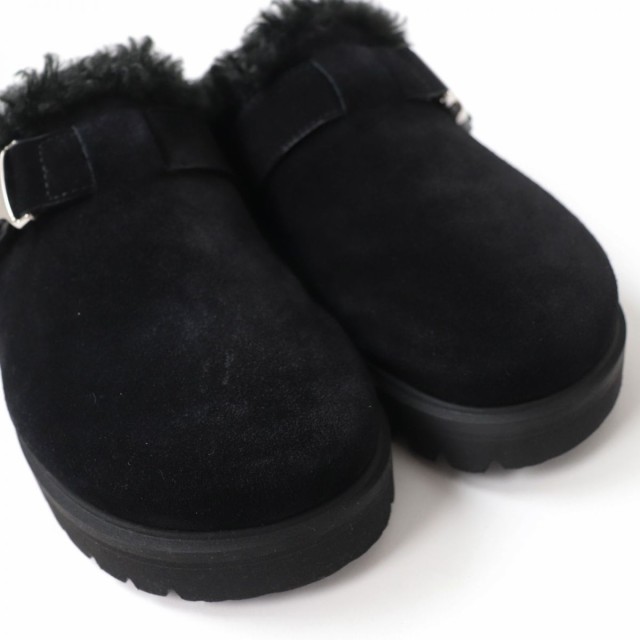 未使用品☆MONCLER モンクレール 21AW MON MULE スウェードレザー ボアミュール/サボサンダル ブラック イタリア製 35 レディース 箱付約25cmワイズ