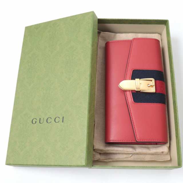 未使用品☆GUCCI グッチ 476084 シルヴィ コンチネンタル レザー ロングウォレット/長財布 レッド系 イタリア製 レディース  箱・保存袋き｜au PAY マーケット