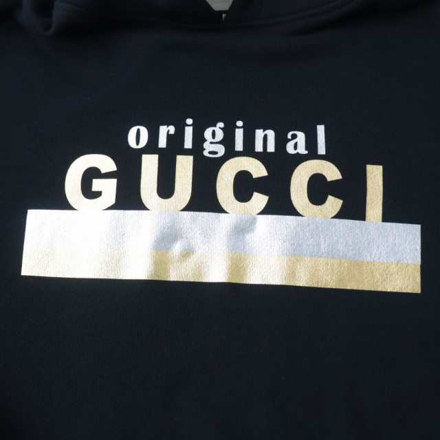 極美品☆正規品 GUCCI グッチ 610127 ロゴプリント 長袖 コットン100％ フーデッドドレス/ワンピース ブラック 黒 S レディース  イタリア｜au PAY マーケット