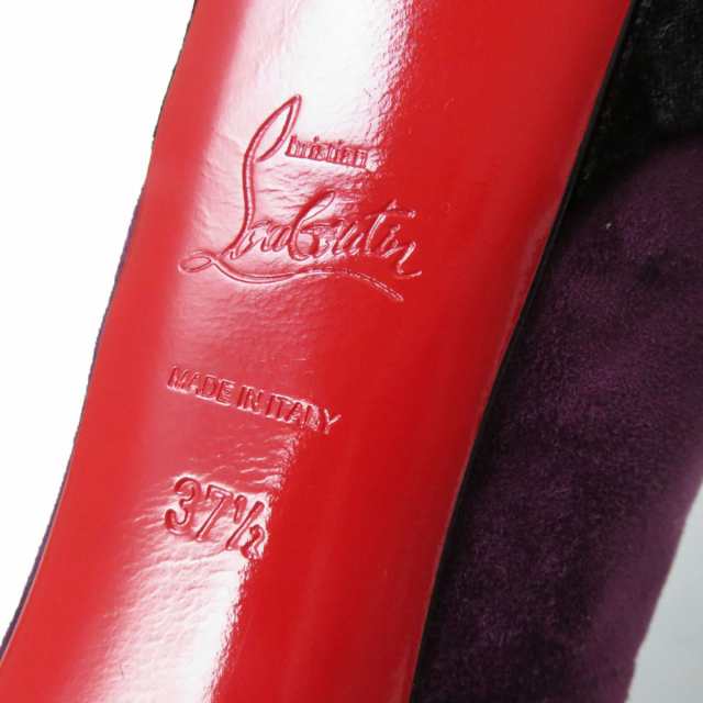 美品☆Christian Louboutin クリスチャン ルブタン オープントゥ スウェードレザー ショートブーツ パープル×レオパード 37  1/2 伊製｜au PAY マーケット