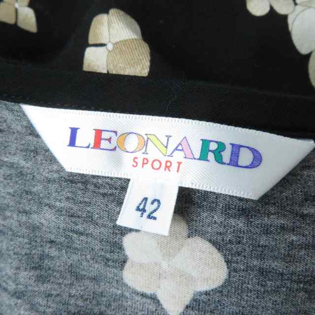 極美品☆正規品 LEONARD SPORT レオナール スポーツ 0559632 花柄デザイン ノースリーブ ワンピース ブラック 42 レディース  日本製｜au PAY マーケット