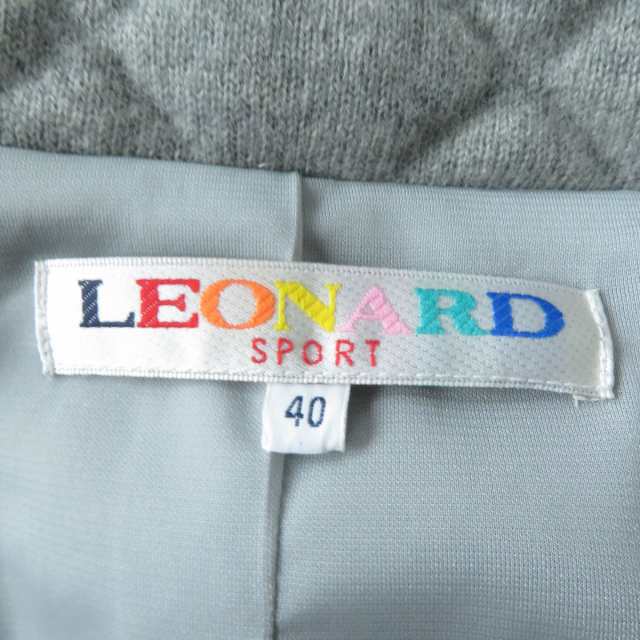 極美品☆正規品 LEONARD SPORT レオナール スポーツ 0547431 ロゴプレート付 ZIP UP キルティング ジャケット グレー 40  レディース 日本｜au PAY マーケット