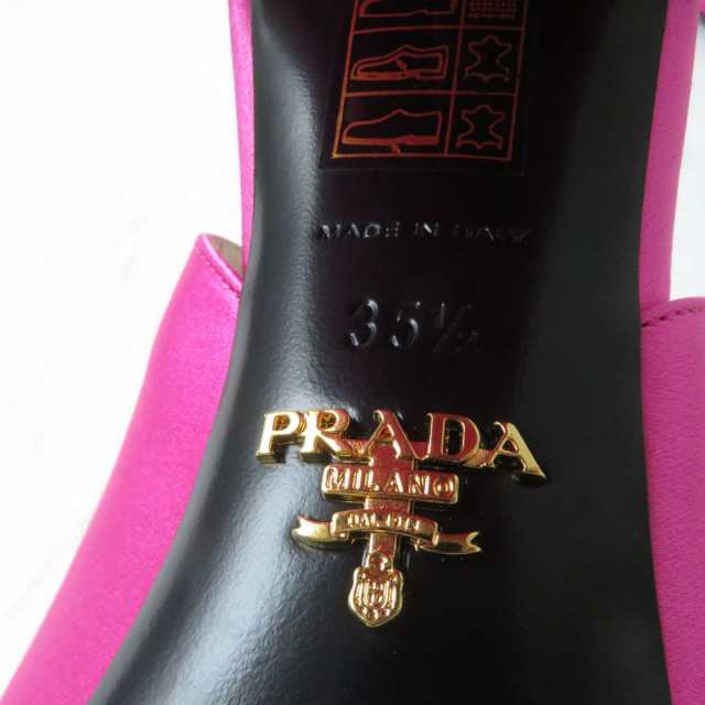 未使用品☆PRADA プラダ チャンキーヒール サテン ミュール/サンダル ピンク イタリア製 35 1/2 レディース 箱・保存袋付き｜au PAY  マーケット