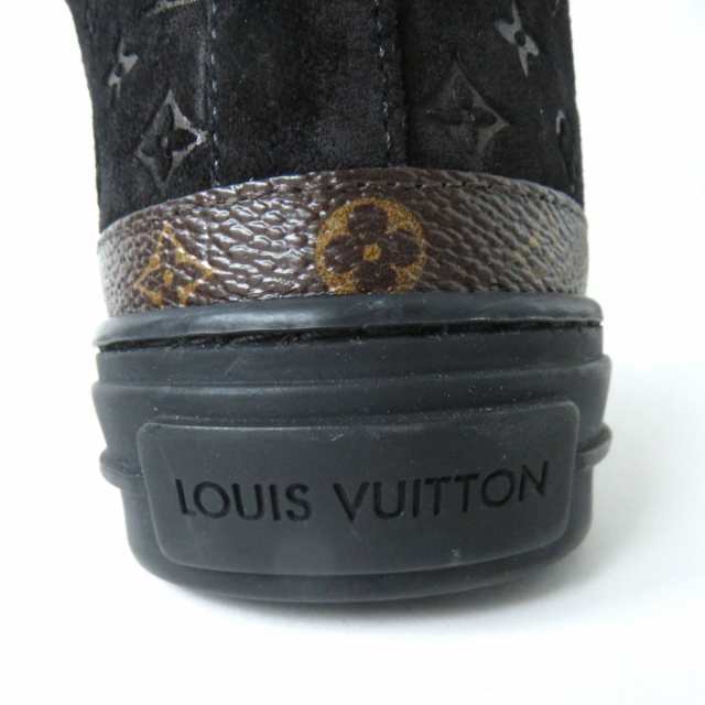 極美品☆LOUIS VUITTON ルイヴィトン スノーボール・ライン モノグラム フラット ムートンブーツ/ロングブーツ ブラック 35  イタリア製｜au PAY マーケット