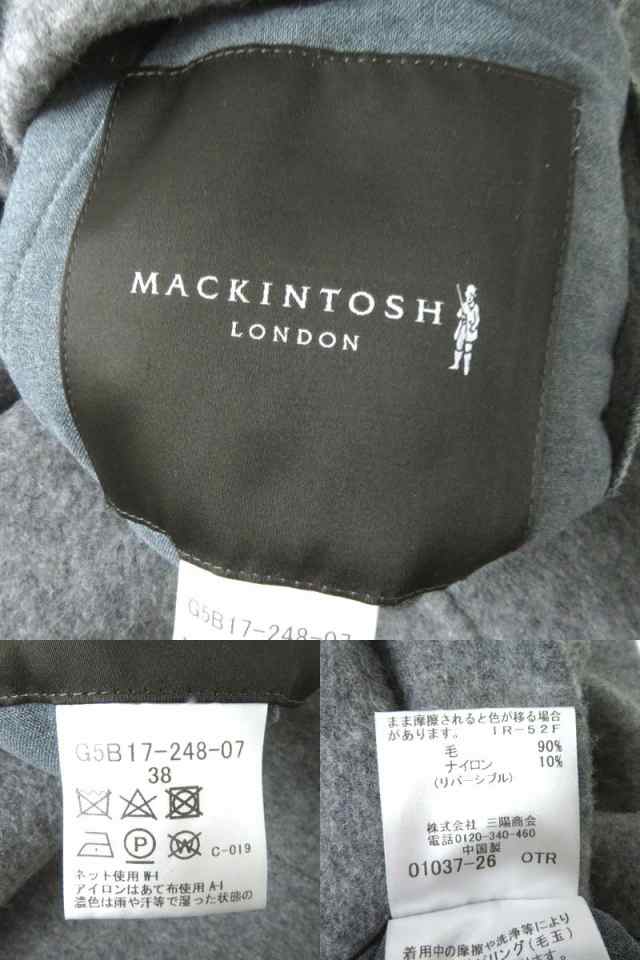 美品◎正規品 19AW MACKINTOSH LONDON マッキントッシュロンドン G5B17-248-07 レディース リバーシブル 超ロングウールコート グレー  38