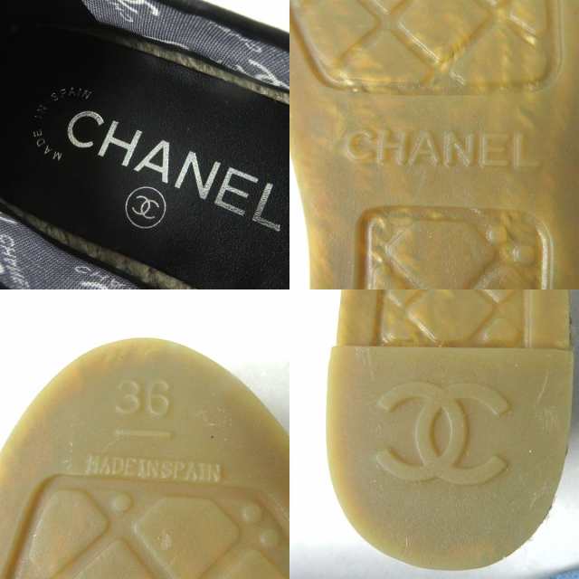 未使用品◎スペイン製 CHANEL シャネル 19P G34673 レディース メッシュ エスパドリーユ／フラットシューズ ココマーク柄 黒 36  箱付き｜au PAY マーケット