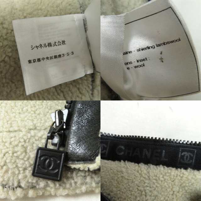 良品◎正規品 イタリア製 CHANEL シャネル 08A P33734 スポーツライン レディース フード付き ココマーク ムートンジャケット 黒  36｜au PAY マーケット