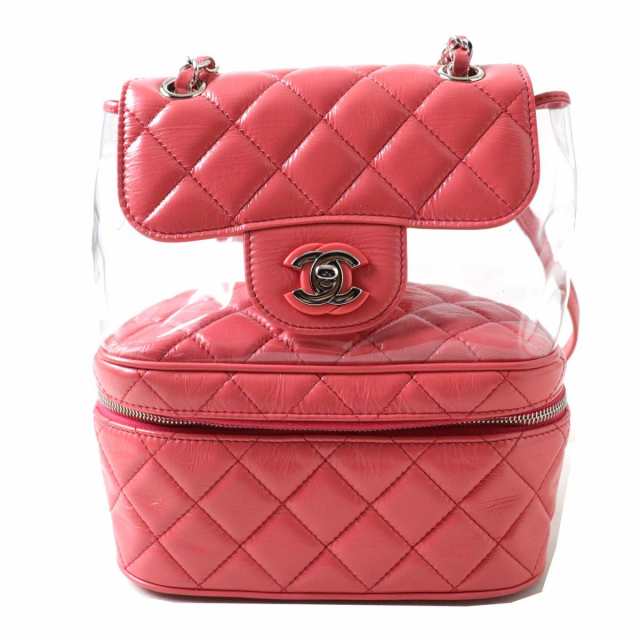 美品◎伊製 CHANEL シャネル A57826 レディース ビニール×レザー