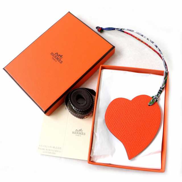 未使用品◎正規品 フランス製 HERMES エルメス プティアッシュ ハート チャーム バイカラー オレンジ×ネイビー 箱・タグ付き｜au PAY  マーケット