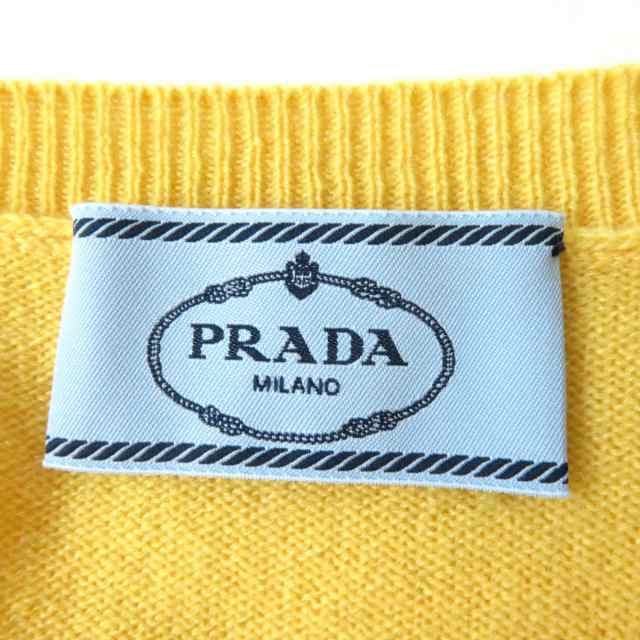 極美品◎正規品 PRADA プラダ レディース カシミヤ100％ ニットカーディガン イエロー サイズ40 シンプル◎｜au PAY マーケット