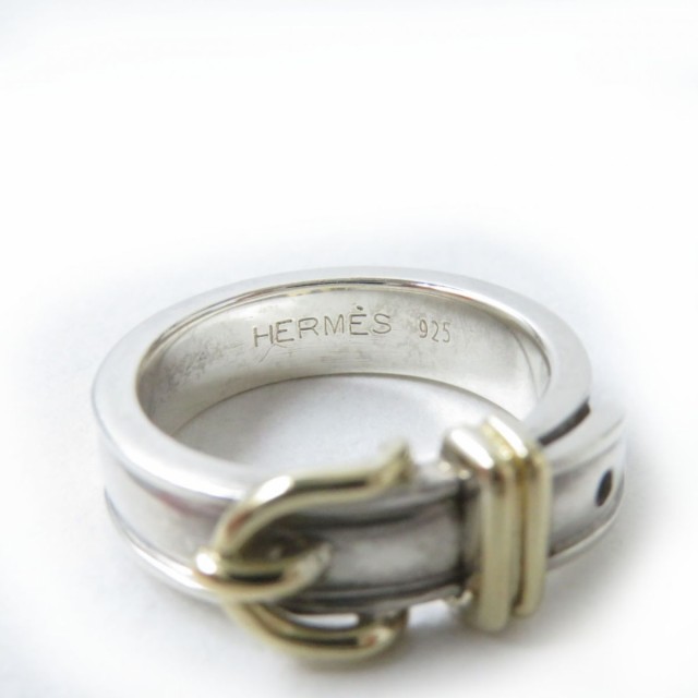 良品◎HERMES エルメス レディース サンチュールベルト リング／指輪 コンビ ゴールド×シルバー 750×925 10号 重量：6.2ｇ  箱・ケース｜au PAY マーケット