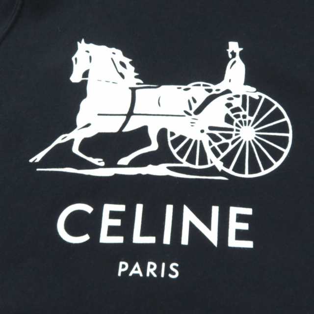 美品◎正規品 伊製 CELINE セリーヌ 2Y428450I レディース カシミヤ混 サルキー プリント フーディ スウェット／パーカー  ネイビー×白 S｜au PAY マーケット