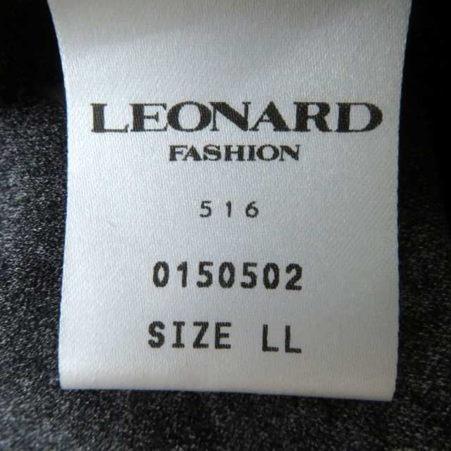 極美品◎正規品 日本製 LEONARD FASHION レオナール ファッション 0150502 レディース チャイナ風 ノースリワンピース 花柄  黒×マルチ L｜au PAY マーケット