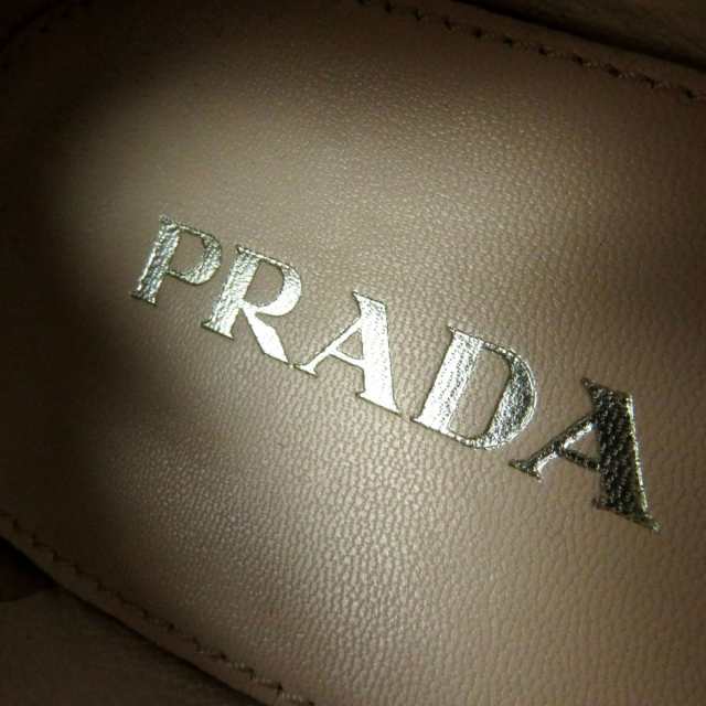 極美品◎正規品 伊製 PRADA プラダ レディース メタルロゴ リボン付き