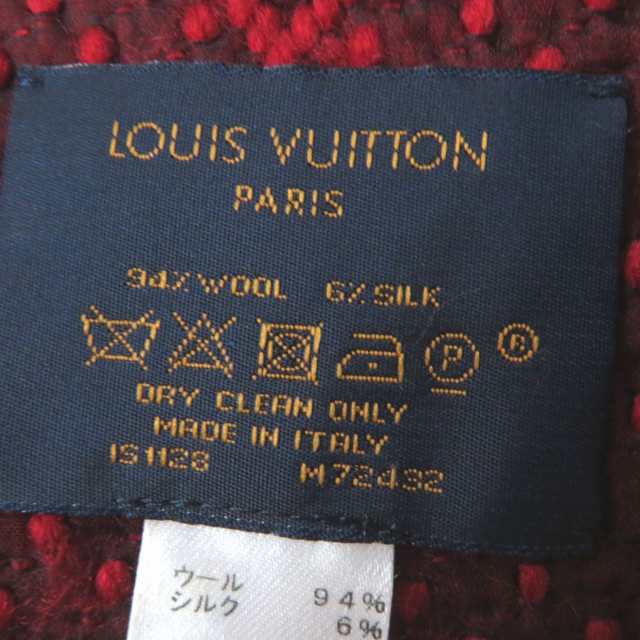 美品◎正規品 LOUIS VUITTON ルイヴィトン 18年 M72432 エシャルプ ロゴマニア モノグラム柄 シルク混 ニットマフラー 襟巻  ルビー 伊製｜au PAY マーケット