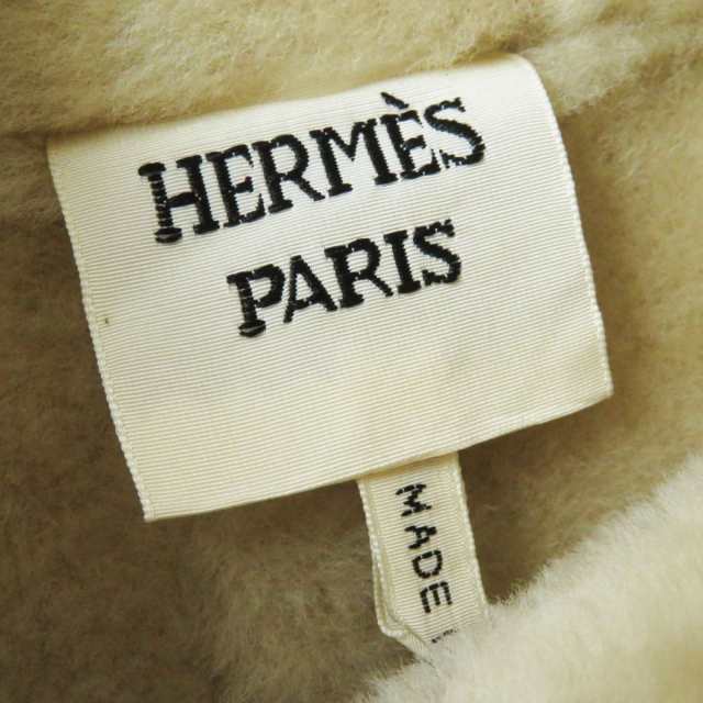 美品◎正規品 フランス製 HERMES エルメス レディース シープスキン ムートン シアリング ポンチョ ベージュ LA 毛皮｜au PAY  マーケット