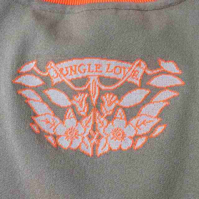 未使用品◎伊製 エルメス 22AW シルク100％ Jungle Love Fluo ジャングルラブフルオ 半袖トップス 34  ベージュ×ネオンオレンジ 箱・タグ｜au PAY マーケット