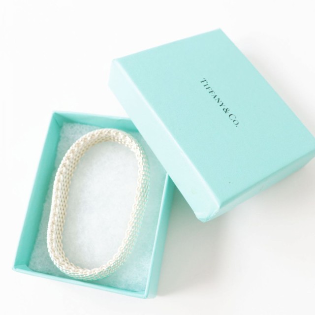 極美品◎可愛い♪ Tiffany＆Co. ティファニー レディース サマセット メッシュ バングル／ブレスレット シルバー 925 重量：57.5ｇ  箱付｜au PAY マーケット