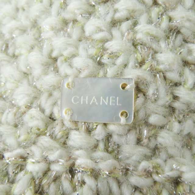 極美品◎イタリア製 CHANEL シャネル 03A P21873 レディース ロゴプレート付き ミックスニット カーディガン／ジャケット アイボリー系  3｜au PAY マーケット