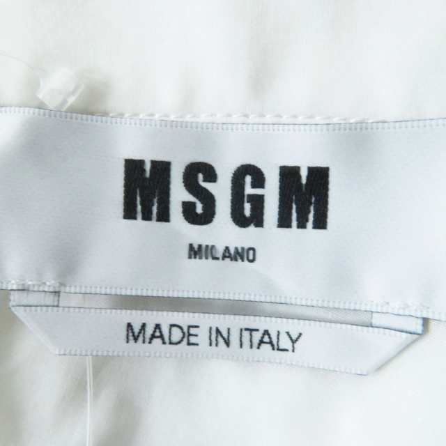 未使用品◎正規品 イタリア製 MSGM エムエスジーエム 3441MDE03 レディース フリル×リボン 半袖 シャツ／ブラウス ホワイト 36 タグ付き