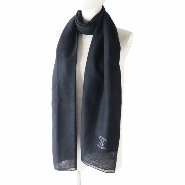 極美品◎HERMES エルメス PLUME STOLE プリュム カシミヤ×シルク 大判