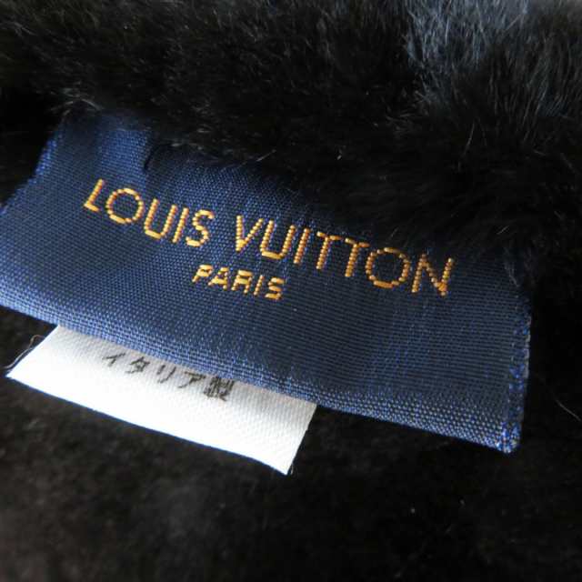 極美品◎正規品 伊製 LOUIS VUITTON ルイヴィトン M71660 ミンク MUFFLER マフラー レザーパッチ付き レディース  ダークグレー 保管袋付｜au PAY マーケット