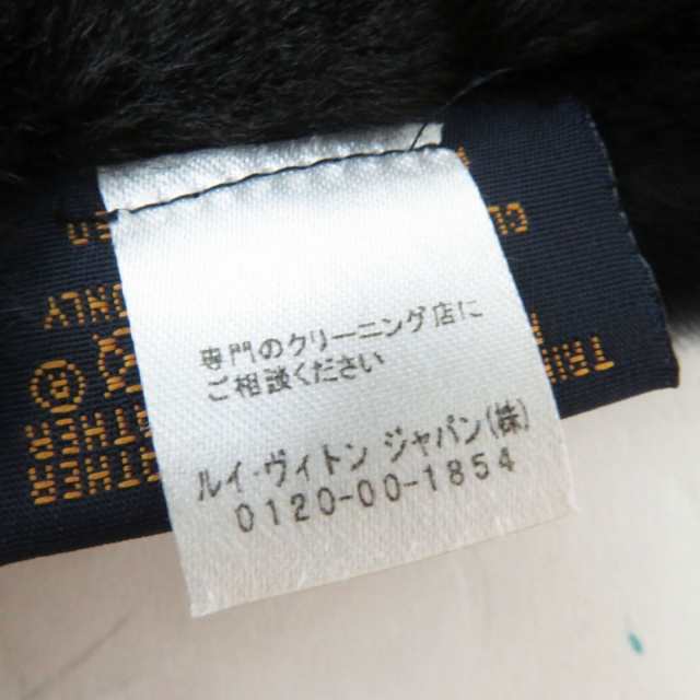 極美品◎正規品 伊製 LOUIS VUITTON ルイヴィトン M71660 ミンク MUFFLER マフラー レザーパッチ付き レディース  ダークグレー 保管袋付｜au PAY マーケット