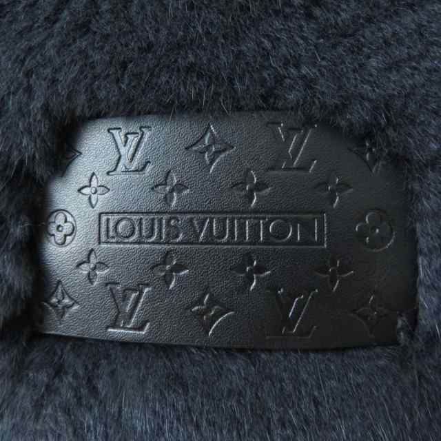 極美品◎正規品 伊製 LOUIS VUITTON ルイヴィトン M71660 ミンク MUFFLER マフラー レザーパッチ付き レディース  ダークグレー 保管袋付｜au PAY マーケット