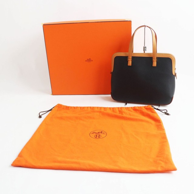 未使用◎仏製 HERMES エルメス エスカパーダ フィヨルド ハンドバッグ バイカラー ブラック×ブラウン ゴールド金具 □G刻印 箱・保管袋｜au  PAY マーケット