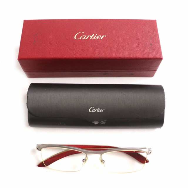 美品▽Cartier カルティエ ウッドテンプル チタニウム ハーフリム